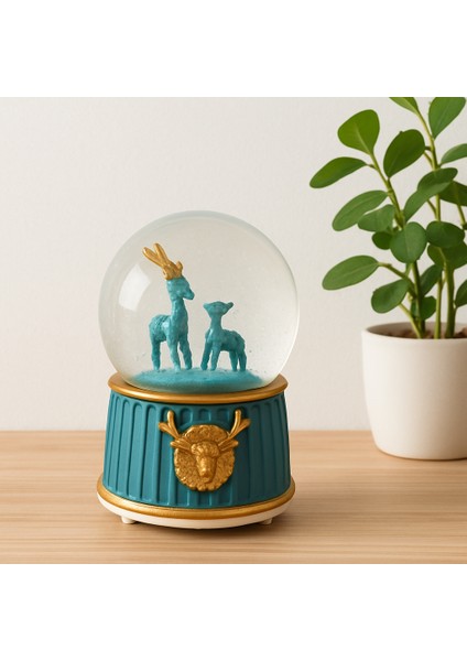 Mega Boy Anne ve Yavru Geyik Renkli 3D Cam Kar Küresi Müzikli Kar Efektli Püskürtmeli Hediyelik fiyatları