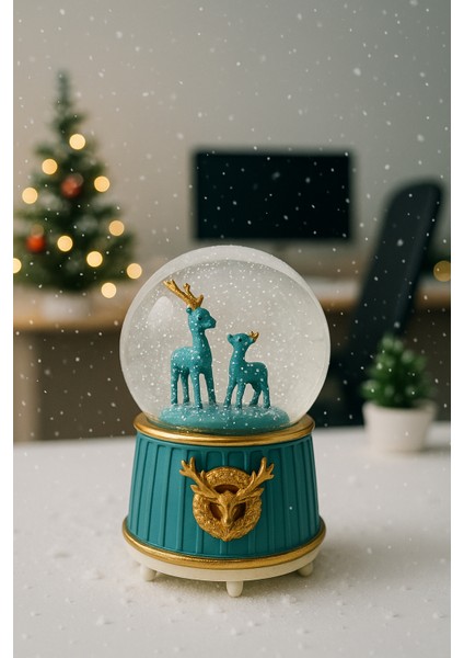 Mega Boy Anne ve Yavru Geyik Renkli 3D Cam Kar Küresi Müzikli Kar Efektli Püskürtmeli Hediyelik fırsatları
