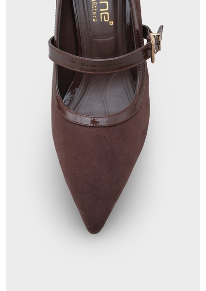 Susann Sivri Burunlu Kalın Orta Topuklu Bantlı Suni Süet Kadın Ayakkabı modelleri