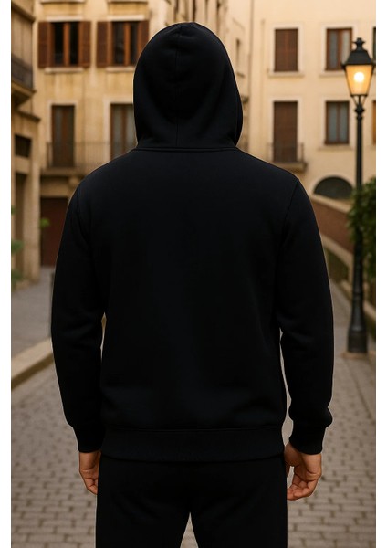 Erkek Kışlık Kapsonlu Siyah Fermuarlı Oversize Sweat indirimleri