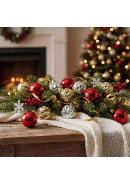 Yılbaşı Süs Topu 12 Ad 3 Renk 4 Er Ad Desenli Model