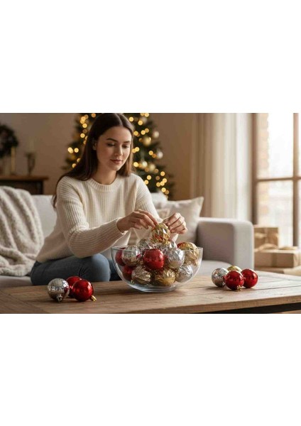 Yılbaşı Süs Topu 12 Ad 3 Renk 4 Er Ad Desenli Model modelleri