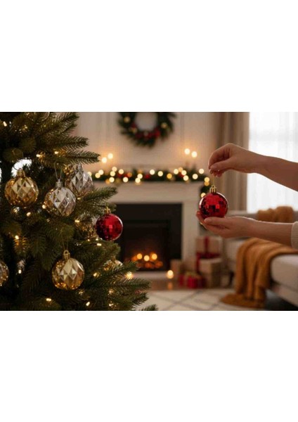 Yılbaşı Süs Topu 12 Ad 3 Renk 4 Er Ad Desenli Model indirimleri