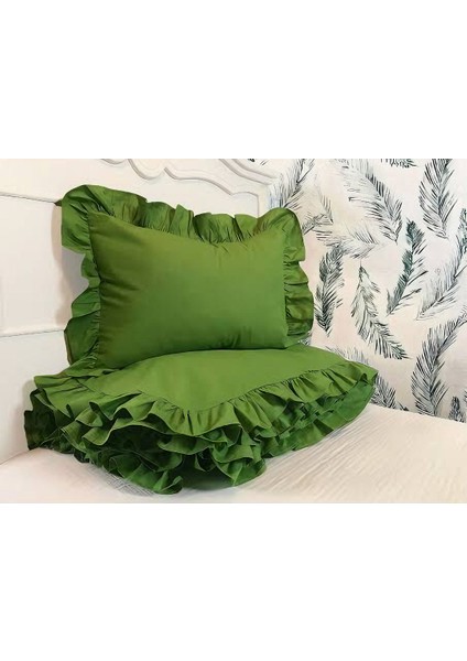 Yeşil Fırfırlı Çift Kişilik Nevresim Takımı