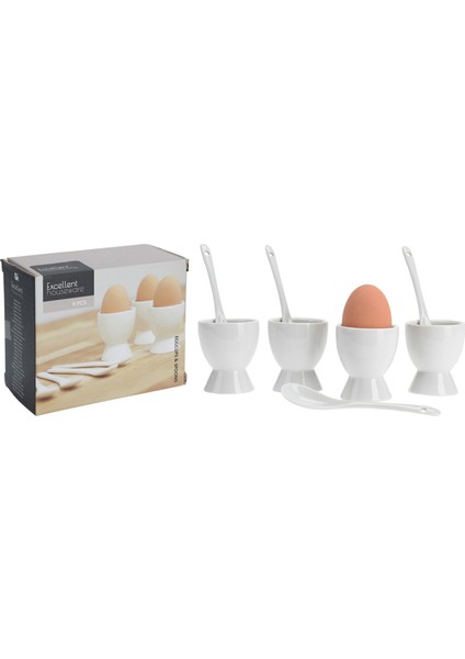 Porselen Kaşıklı Yumurtalık 4 Kişilik