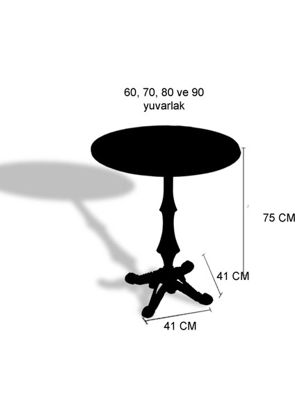 Çipa 1012 Döküm Ayak Yuvarlak Masa Çap 80CM - (Werzalit, Wermodin ve Allzalit Tabla) - Afyon Mermer fiyatları
