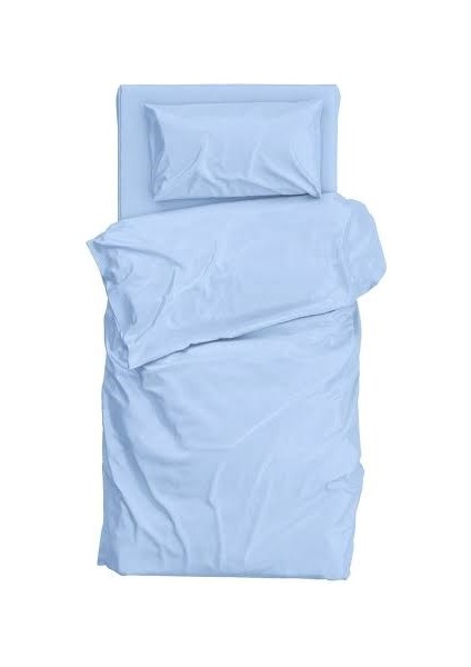 3 Parça Tek Mavi Tek Kişilik Nevresim Takımı