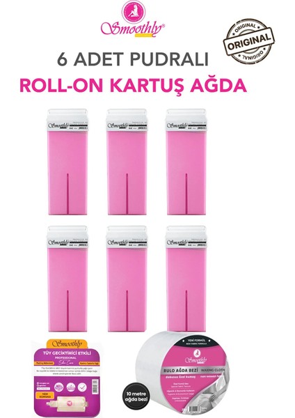 Roll-On Kartuş Sir Ağda Pembe Pudralı 6lı Set 600ML Hassas Cilt ve Hassas Bölge Ağdası