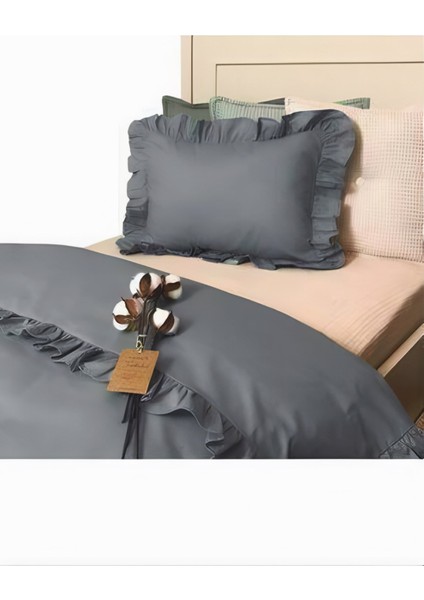 Gri Fırfırlı Çift Kişilik Nevresim Takımı fiyatları