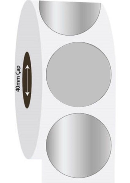 Boş Yapışkanlı Gümüş Metalize Barkod Etiketi 30MM Çap fiyatları