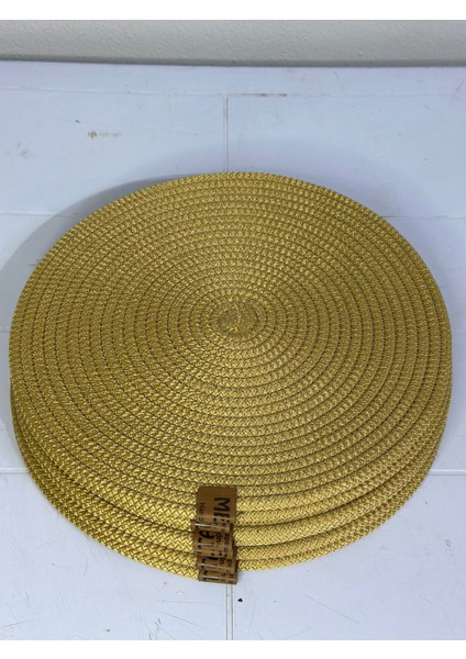 Amerikan Servis Runner 6 Lı Sunum Supla M&ro Gri Takımı Örgü Tabak Altı Yanmaz (Gold