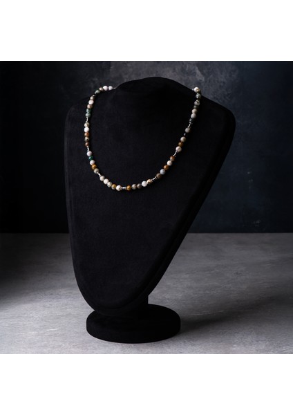 Jasper ve Hematit Doğal Taş Kadın Kolye