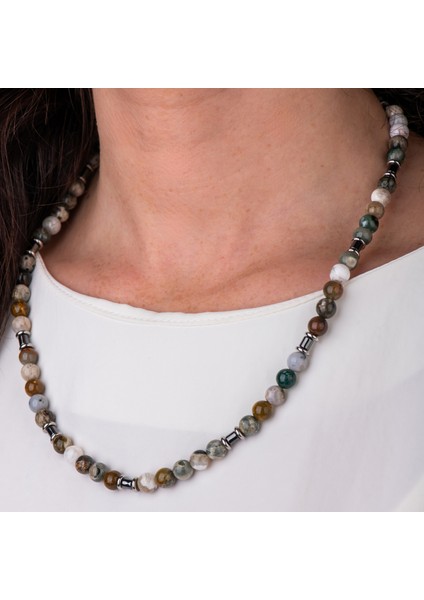 Jasper ve Hematit Doğal Taş Kadın Kolye modelleri