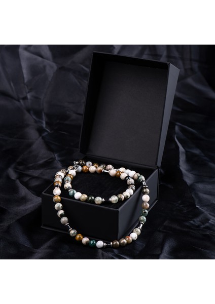 Jasper ve Hematit Doğal Taş Kadın Kolye fırsatları