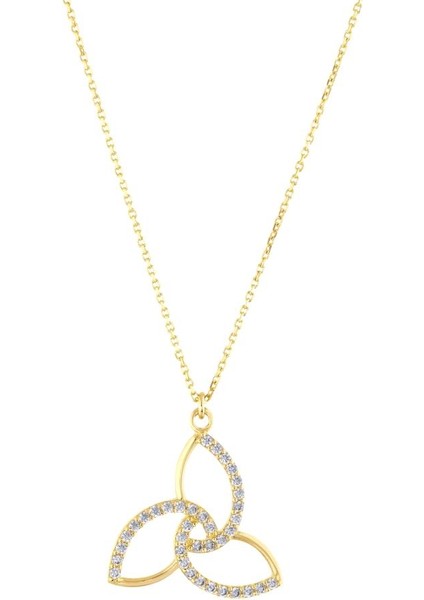 14 Ayar Taşlı Kelt Tasarım Altın Kolye