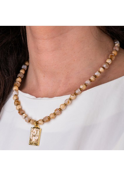 Sedef, Sitrin ve Hematit Doğal Taş Kadın Kolye fiyatları