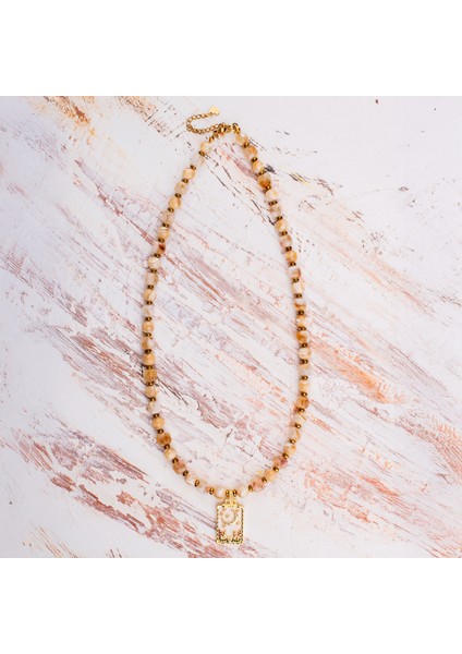 Sedef, Sitrin ve Hematit Doğal Taş Kadın Kolye fırsatları