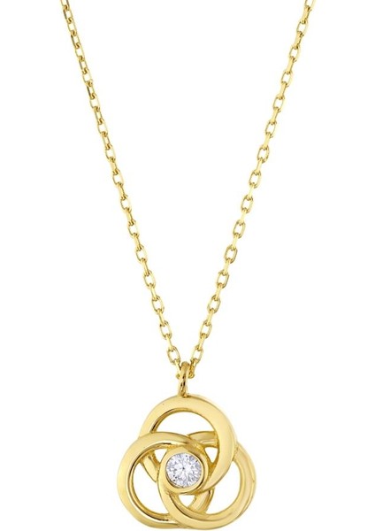 14 Ayar Taşlı Tasarım Sembol Altın Kolye fiyatları