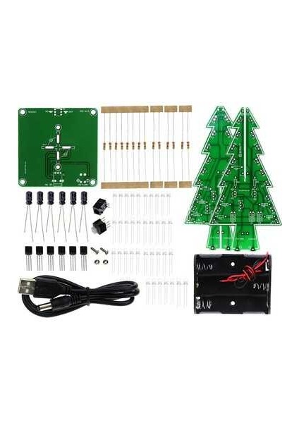 Renkli Işıklı Yılbaşı Çam Ağacı Kiti - Christmas Flash LED Electronic Dıy Learning Kit