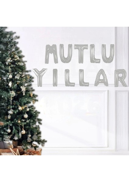 Mutlu Yıllar Gümüş Folyo Balon 40 cm 11 Adet Harf Balon modelleri