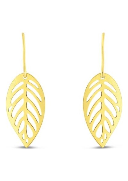 14 Ayar Yaprak Tasarım Altın Küpe fiyatları