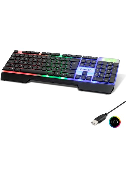 Kablolu Oyuncu Klavye Slım LED Q Siyah ND868