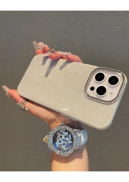 Iphone Uyumlu Simli Lens Hediyeli Sert Mika Simli Kılıf