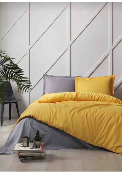 Çift Kişilik Colormix Nevresim Takımı Gold - Antrasit