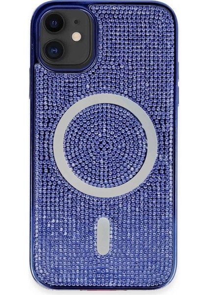 iPhone 11 Kılıf Diamond Magsafe Kapak - LACIVERT-(5796)