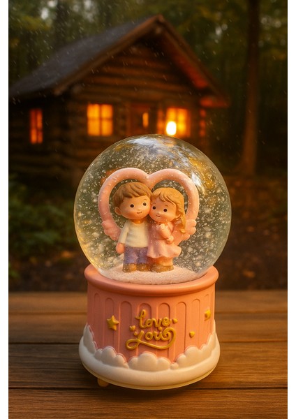 Mega Boy Sevgili Figürlü Işıklı Renkli 3D Cam Kar Küresi Müzikli Kar Efektli Püskürtmeli Hediyelik fırsatları