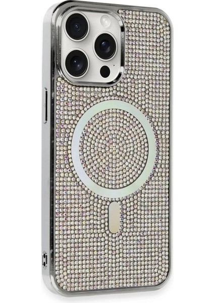 iPhone 14 Pro Max Kılıf Diamond Magsafe Kapak - RAINBOW-(5796)