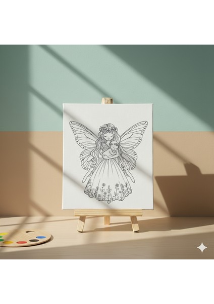 Çocuklar Için Peri Anne ve Bebeği Eğiti ve Eğlenceli Tuval Boyama Seti fiyatları