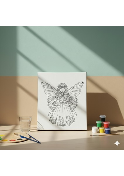 Çocuklar Için Peri Anne ve Bebeği Eğiti ve Eğlenceli Tuval Boyama Seti modelleri