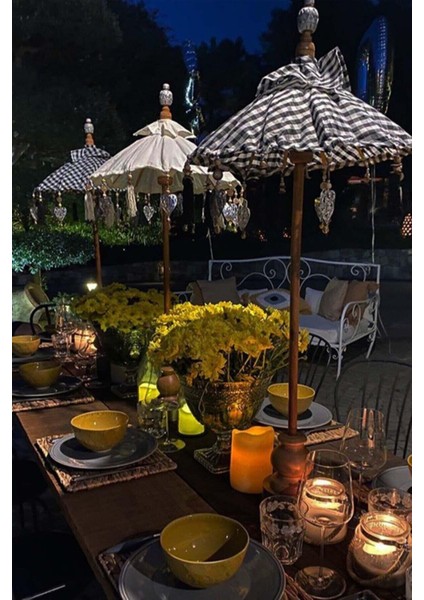 Ahşap Ayaklı Dekoratif Bali Şemsiyesi 80 Cm- Yeşil fiyatları