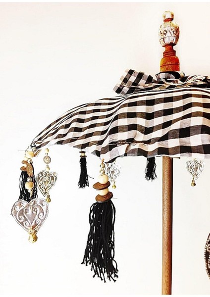 Ahşap Ayaklı Dekoratif Bali Şemsiyesi 80 Cm- Yeşil