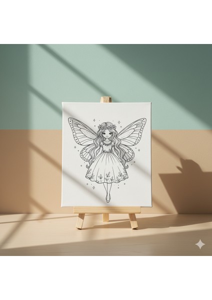 Çocuklar Için Peri Kizi Baskılı Eğitici ve Eğlenceli Tuval Boyama Seti fiyatları