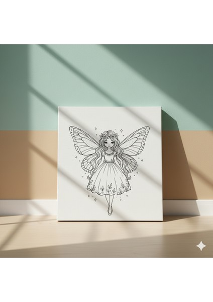 Çocuklar Için Peri Kizi Baskılı Eğitici ve Eğlenceli Tuval Boyama Seti modelleri