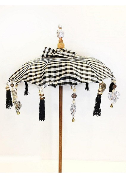 Masa Üstü Için Ahşap Malzeme Ayaklı Dekoratif Bali Şemsiyesi 80 Cm- Yeşil fırsatları