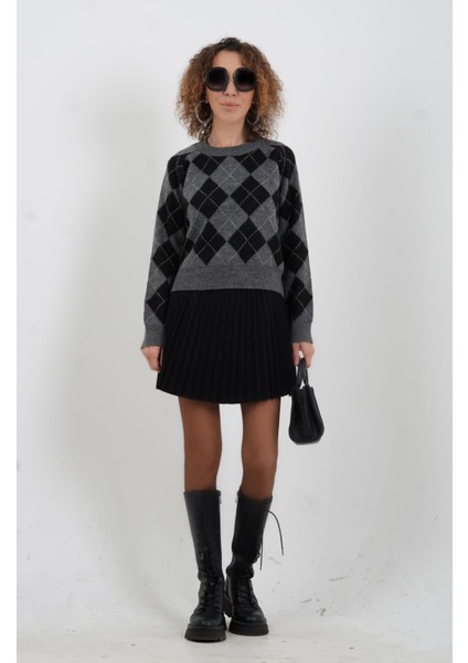 Füme Baklava Desenli Kazak fiyatları