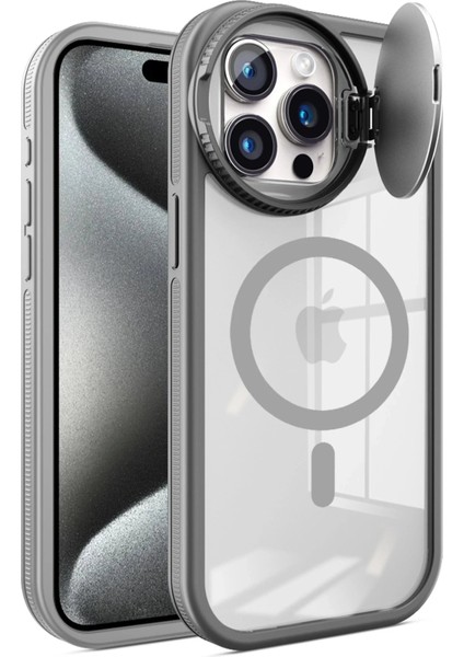 iPhone 15 Pro Max Kılıf Teleskop Lens Magsafe Silikon Kapak - Titan GRI-(5796) fiyatları