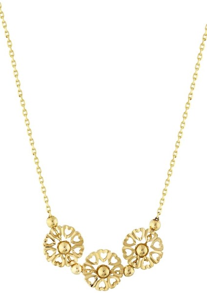 14 Ayar Çiçekli Tasarım Altın Kolye