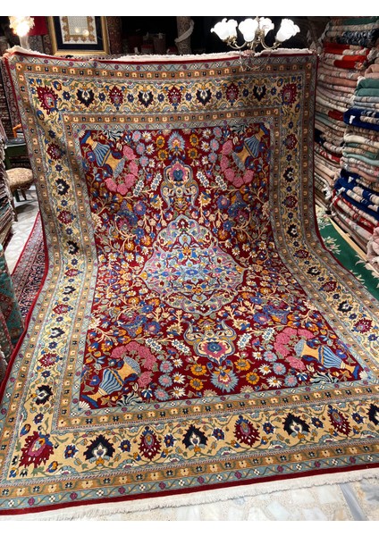 El Dokuma Duruder Hereke Halısı Rengarenk Muazzam Bir Eser Ebat 430X300
