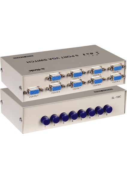 S-Link SL-158C 8x1 Port VGA Switch 8 Giriş - 1 Çıkış Çoklayıcı Çoğaltıcı