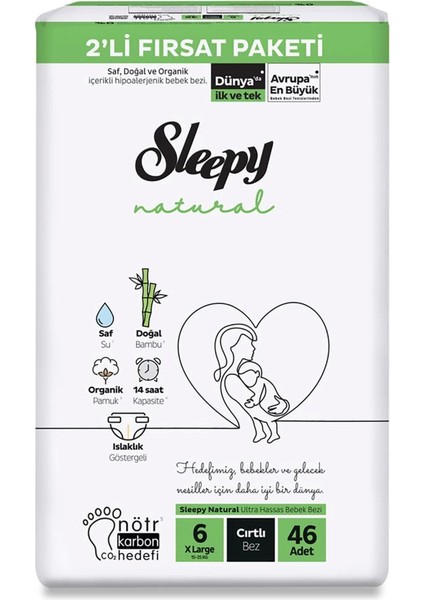 Bfs Natural Bebek Bezi 2'li Fırsat Paketi 6 Beden 46 Adet