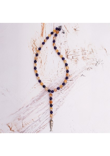 Ametist, Sitrin ve Çelik Boncuk Doğal Taş Kadın Kolye fırsatları