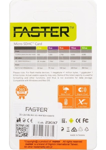 Faster 32 GB Micro Sd Hafıza Kartı fiyatları