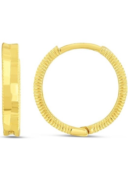 14 Ayar Ikon Tasarım Halka Altın Küpe