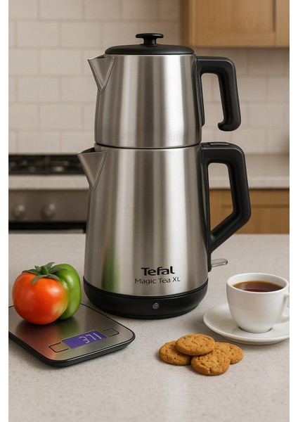 Aileler Için Uygun Inox Magic Tea Xl Paslanmaz Çelik Gövdeli 1650 Watt Çay Makinesi + Mutfak Tartısı