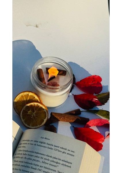 Tarçın Kokulu Kavanoz Tarçınlı Beyaz Mum