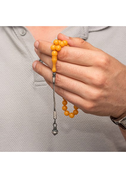 Gümüş Top Kazaz Püsküllü Sarı Yuvarlak Sıkma Kehribar Tesbih fırsatları